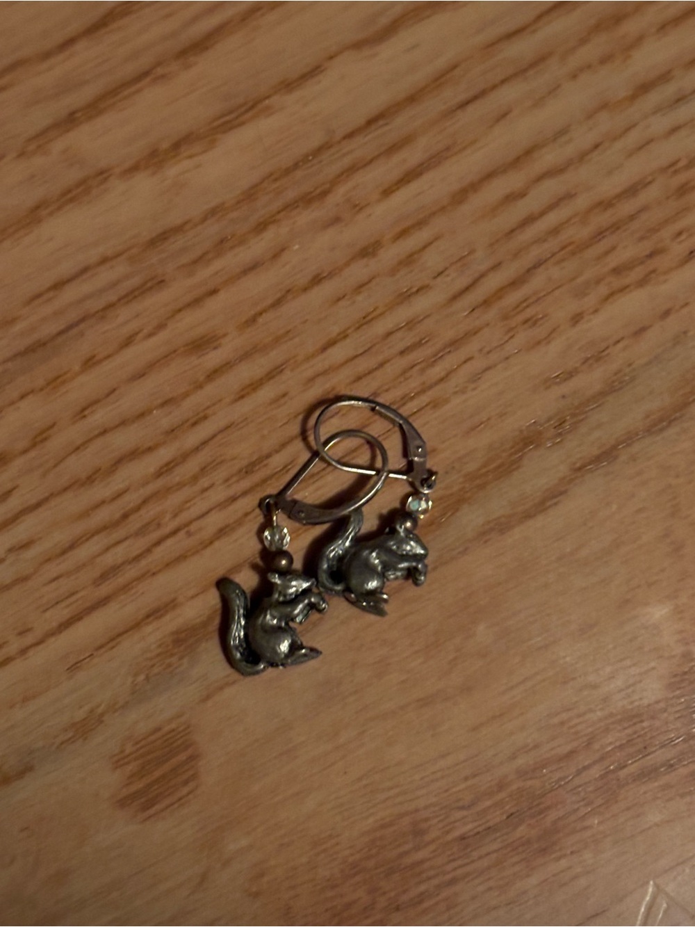 Handmade Silver-toned Squirrel Earrings